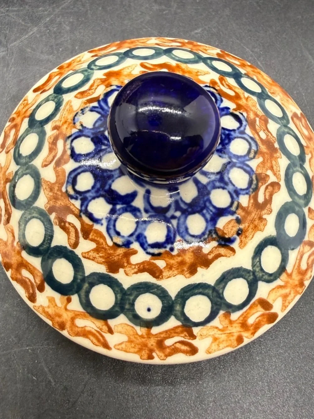 Vintage 1950s Polish Pottery Ceramika Artyscyczna Boleslawiec Lidded Sugar Bowl